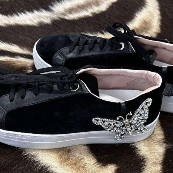 Like new Aruna Seth Rocket Black Velvet Sneakers shoes size UK 38 - Picture 2 of 5